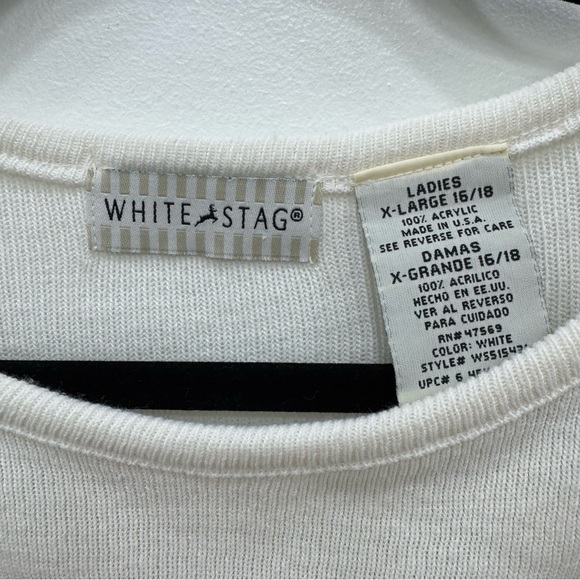 Vintage white Stag Flag Americana patriotic top three-quarter length sleeves - Picture 4 of 4